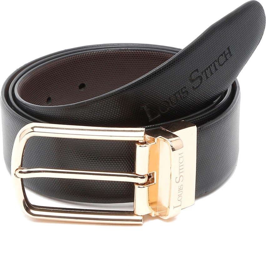 Louis Stitch Men Formal Black Genuine Leather Reversible Belt