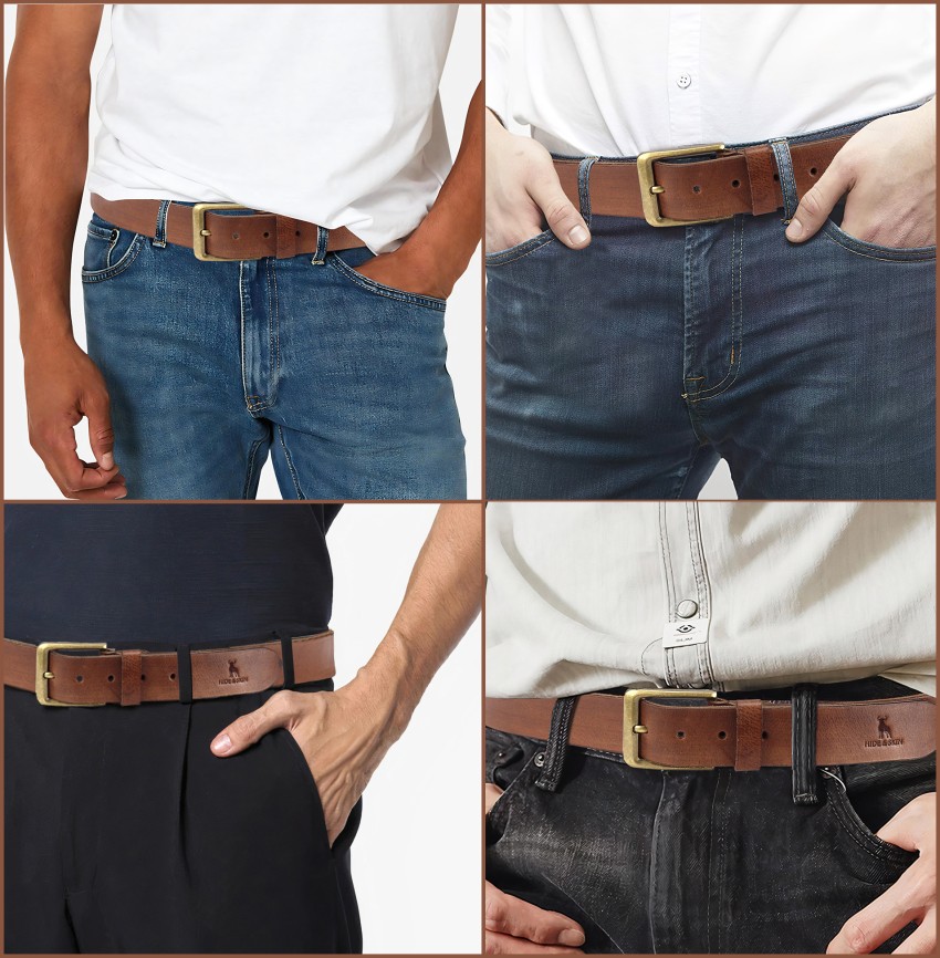 Hide & Skin Men Casual Tan, Black, Brown Genuine Leather Belt