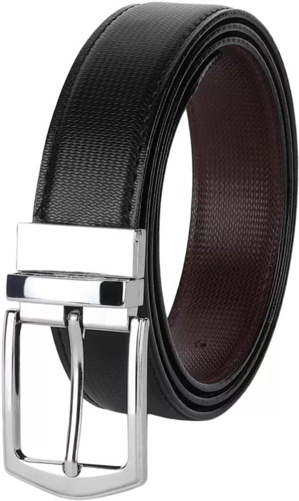 LOUIS STITCH Men Textured Genuine Leather Wide Reversible Belt For Men (Grey, 28)