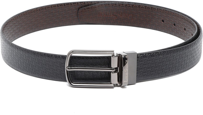 LOUIS STITCH Men Formal Black Genuine Leather Reversible Belt MT