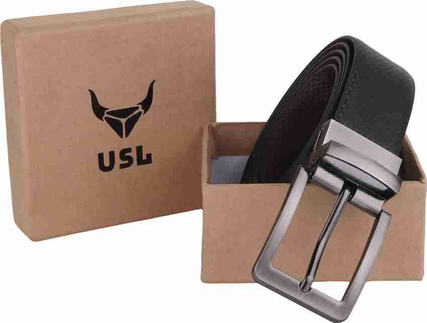 USL Men Formal Black Genuine Leather Reversible Belt Black NS-306 - Price  in India