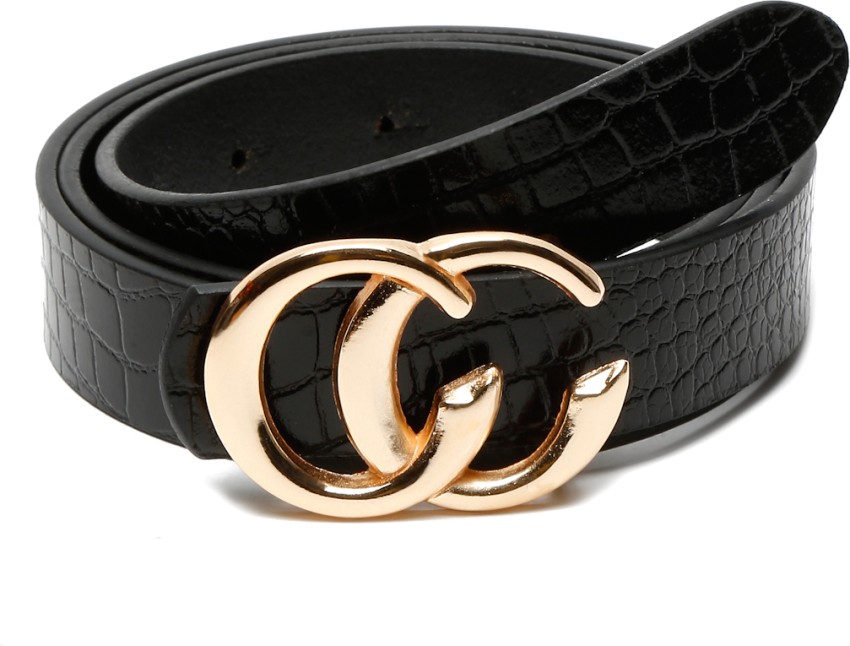 Teakwood Leather Men Textured Black-Gold Belt