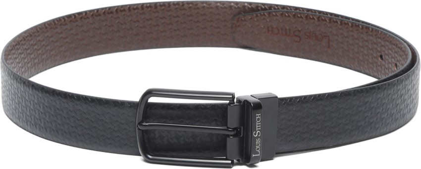 LOUIS STITCH Men Formal Black Genuine Leather Reversible Belt MT