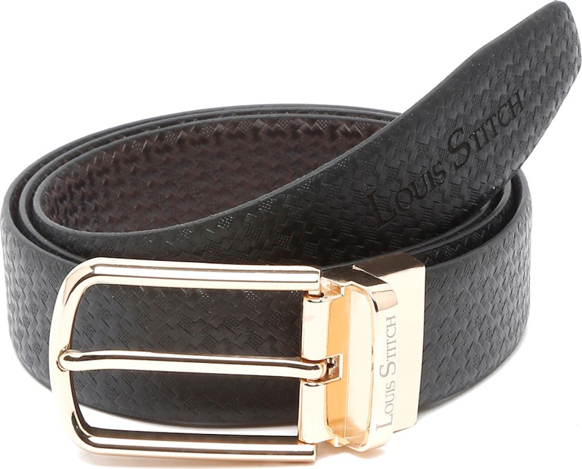 LOUIS STITCH Men Formal Black Genuine Leather Reversible Belt MT