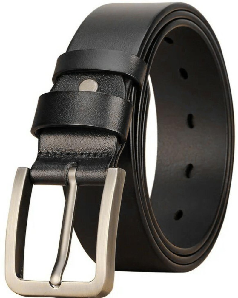 Roadster Men Formal, Casual, Party, Evening Black Genuine Leather Belt BLACK  TM-33 - Price in India