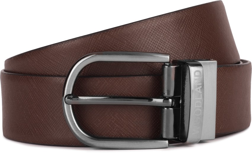 WOODLAND Men Casual Black, Brown Genuine Leather Reversible Belt