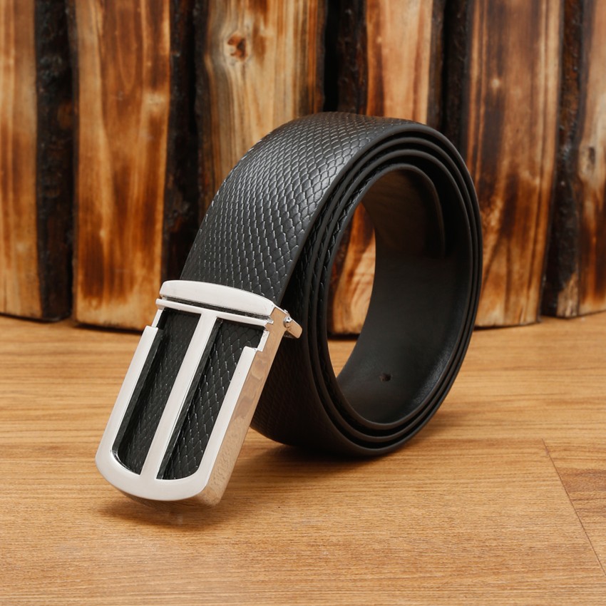 LOUIS STITCH Men Formal Black Genuine Leather Belt HK Chrome - Price in  India