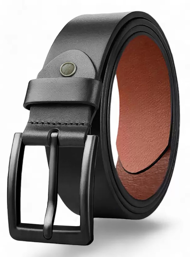 Men Black Solid Genuine Leather Formal Belt