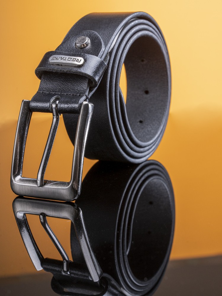 RED TAPE Men Casual Black Genuine Leather Belt Black - Price in India