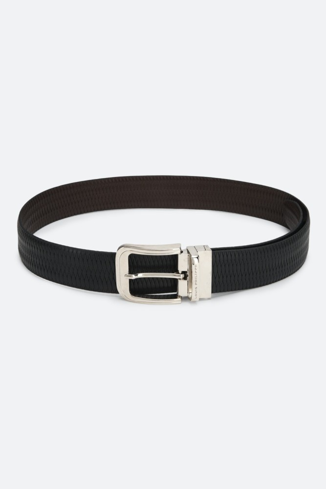 Buy Louis Philippe Black Textured Wide Belt for Men at Best Price