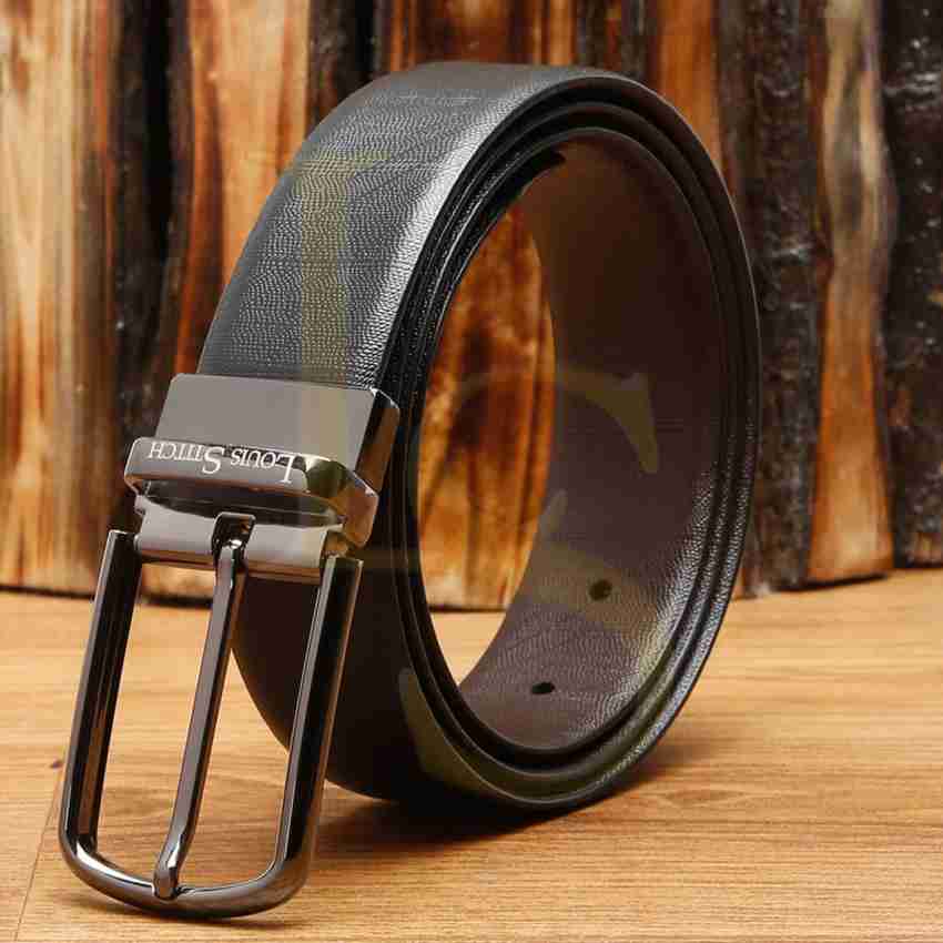 LOUIS STITCH Men Formal Black Genuine Leather Reversible Belt - Price  History