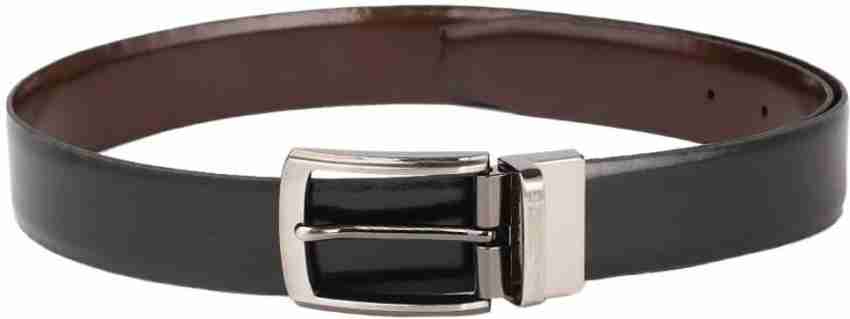 Louis Philippe Black Leather Reversible Belt for Men