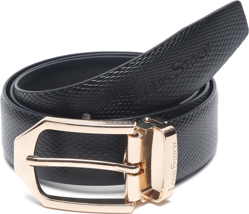 LOUIS STITCH Men Formal Black Genuine Leather Belt RC Golden - Price in  India