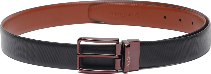 Louis Stitch Men Formal Black Genuine Leather Reversible Belt