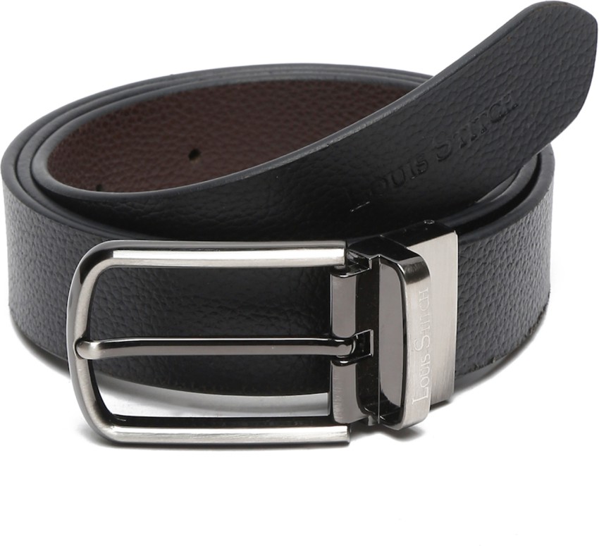 LOUIS STITCH Men Textured Genuine Leather Wide Reversible Belt For Men (Grey, 28)