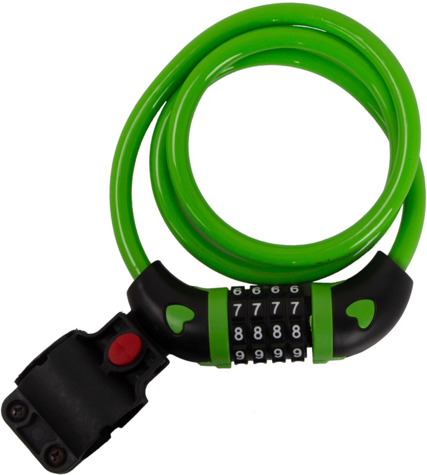 Kross Spiral Cable Lock 4 Digit Resettable Pin AntiTheft Protection Green Cycle Lock Price in India Buy Kross Spiral Cable Lock 4 Digit Resettable Pin AntiTheft Protection Green Cycle Lock online