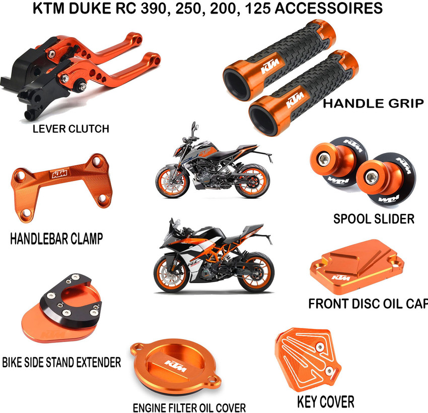 Vagary Combo of 8pc KTM Duke RC Accessories Lever Clutch Handle Grip Spools Etc. Bike Fairing Kit Price in India Buy Vagary Combo of 8pc KTM Duke RC Accessories Lever Clutch