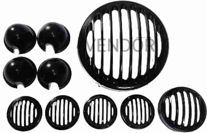 vendor Heavy Duty Metal Black Headlight Grill Set for Royal