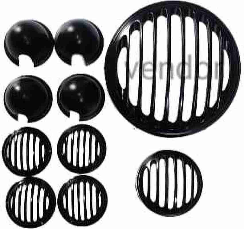 vendor Heavy Duty Metal Black Headlight Grill Set for Royal Enfield