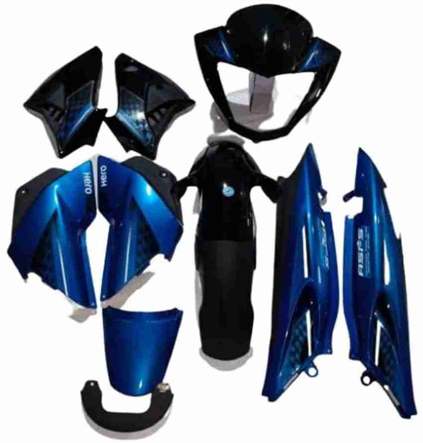 DIVINE Hero Glamour Type 7 Sports Bike Full BodyKit Black Tacno Blue Bike Headlight Visor Price in India Buy DIVINE Hero Glamour Type 7 Sports Bike Full BodyKit Black