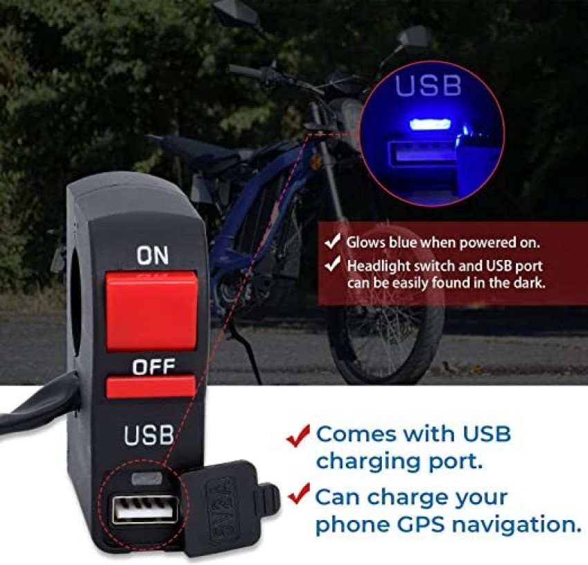 Huims Bike On Off Switch and USB Charger Universal 2 A Bike Mobile