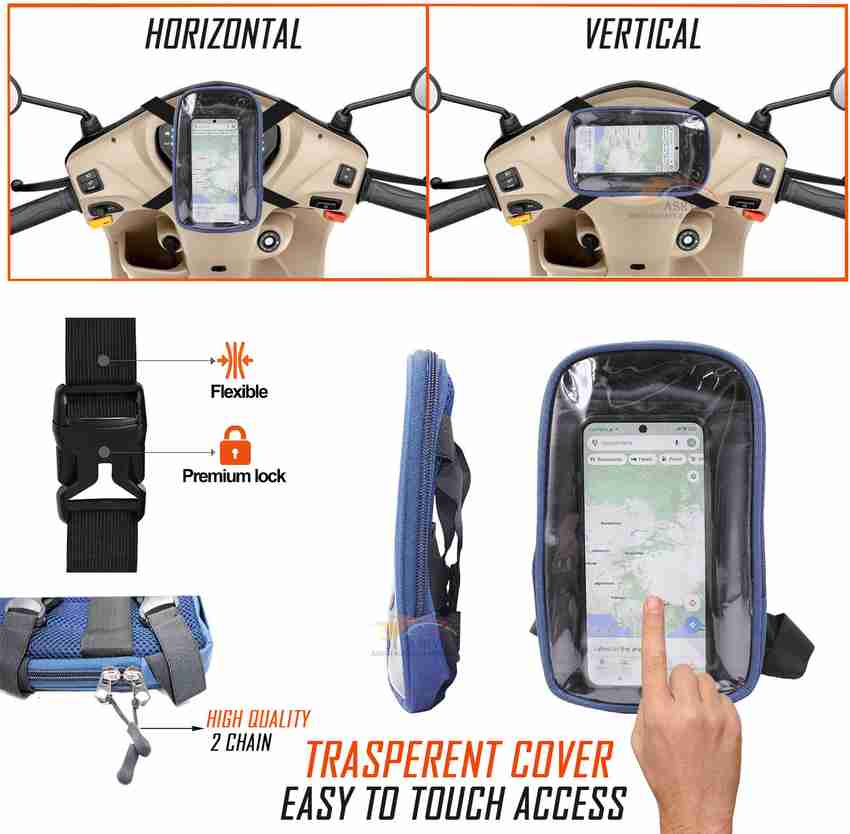 ASRYD Scooty Pouch Mobile Holder Fitting Good Quality Bike Mobile Holder Price in India Buy ASRYD Scooty Pouch Mobile Holder Fitting Good Quality Bike Mobile Holder online at Flipkart