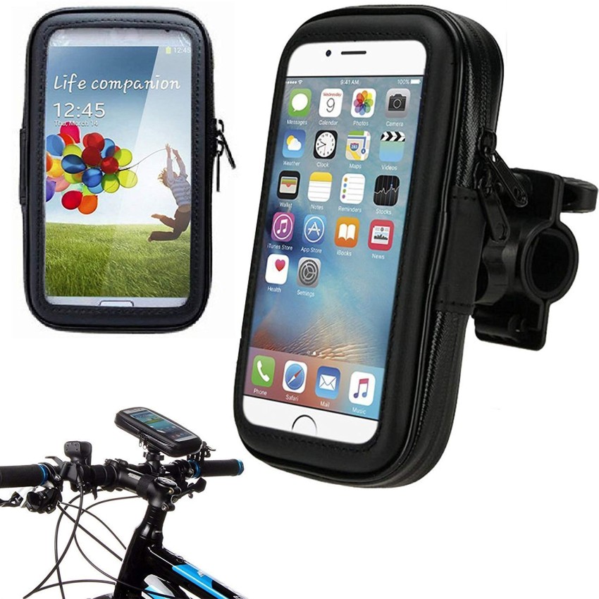 Rain-resistant mobile phone holder for bicycles and scooters