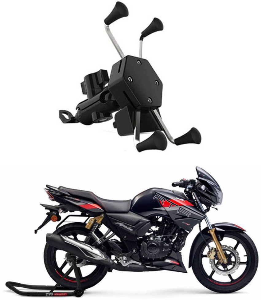 AYW Bike Mobile X Grip Holder With Charger For TVS Apache RTR 160