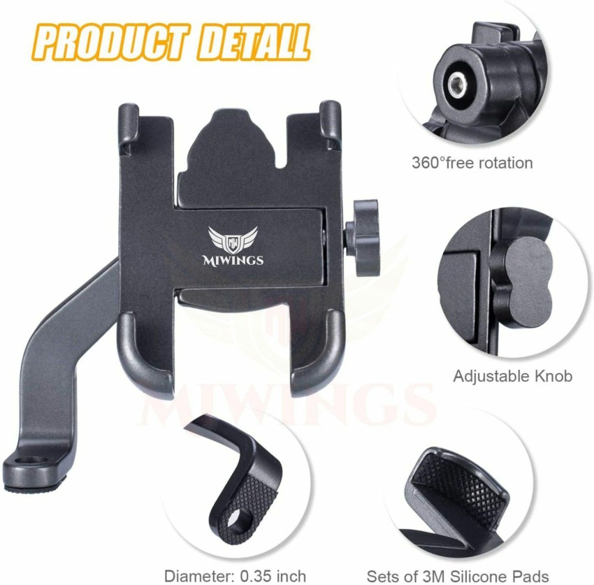 Miwings Aluminum Alloy Bicycle Motorcycle Phone Holder Bracket Universal  Bike Moto Handlebar Mirror Mobile Support Mount Charger Bike Mobile Holder  Price in India - Buy Miwings Aluminum Alloy Bicycle Motorcycle Phone Holder