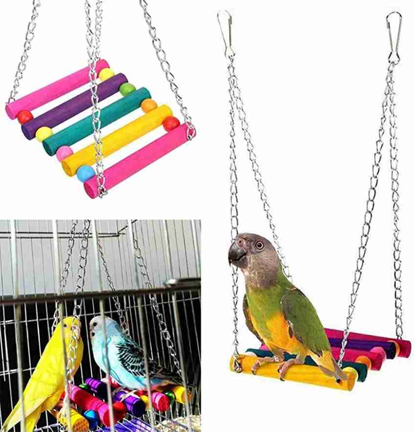 HASTHIP Toys for Small Parakeets Cockatiels Conures Finches Budgie Macaw Parrots Set Bird Play Stand