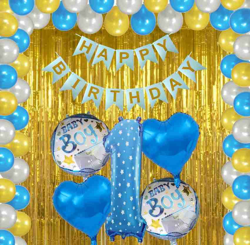 Blue & Gold 1st Birthday Decor Kit