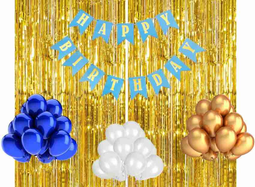 DEQUERA Solid Beautiful Birthday Balloons Bouquet Set Blue  White Pack of 15 Pcs Balloon - Balloon