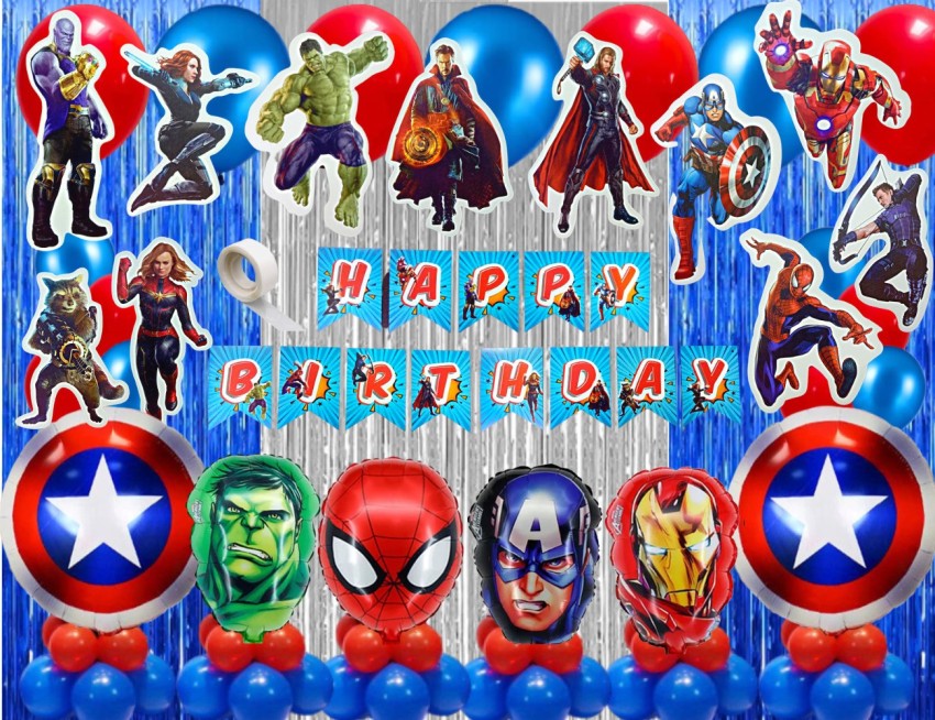 FLICK IN Avenger Theme Birthday Decoration Set Iron Man Hulk Spiderman Foil  Curtain Kit Price in India - Buy FLICK IN Avenger Theme Birthday Decoration  Set Iron Man Hulk Spiderman Foil Curtain