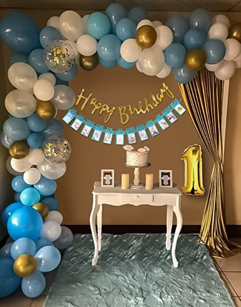Fun and Flex Blue and White First 1st Birthday Decoration kit combo with Photo Banner Price in India Buy Fun and Flex Blue and White First 1st Birthday Decoration kit combo with Photo