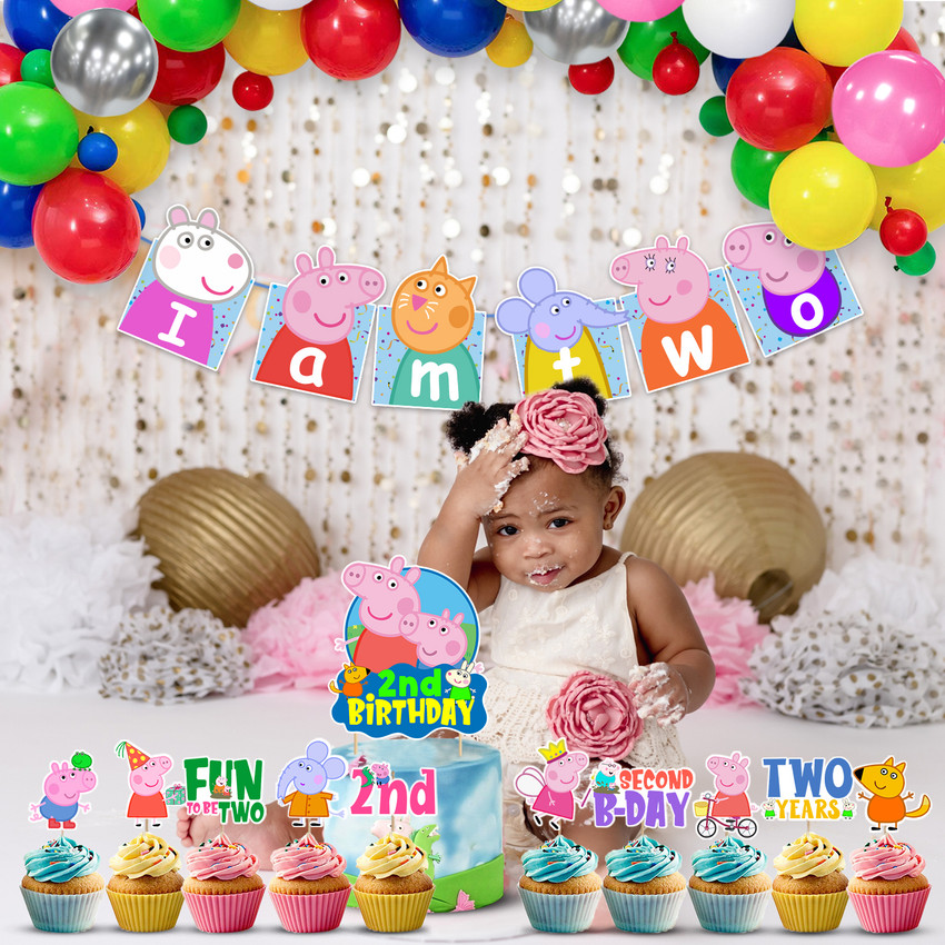 ZYOZI Peppa Pig 2nd Birthday Decorations Combo Include Banner Cake Topper Pack of 37 Price in India Buy ZYOZI Peppa Pig 2nd Birthday Decorations Combo Include Banner Cake Topper Pack of 37 online at F...