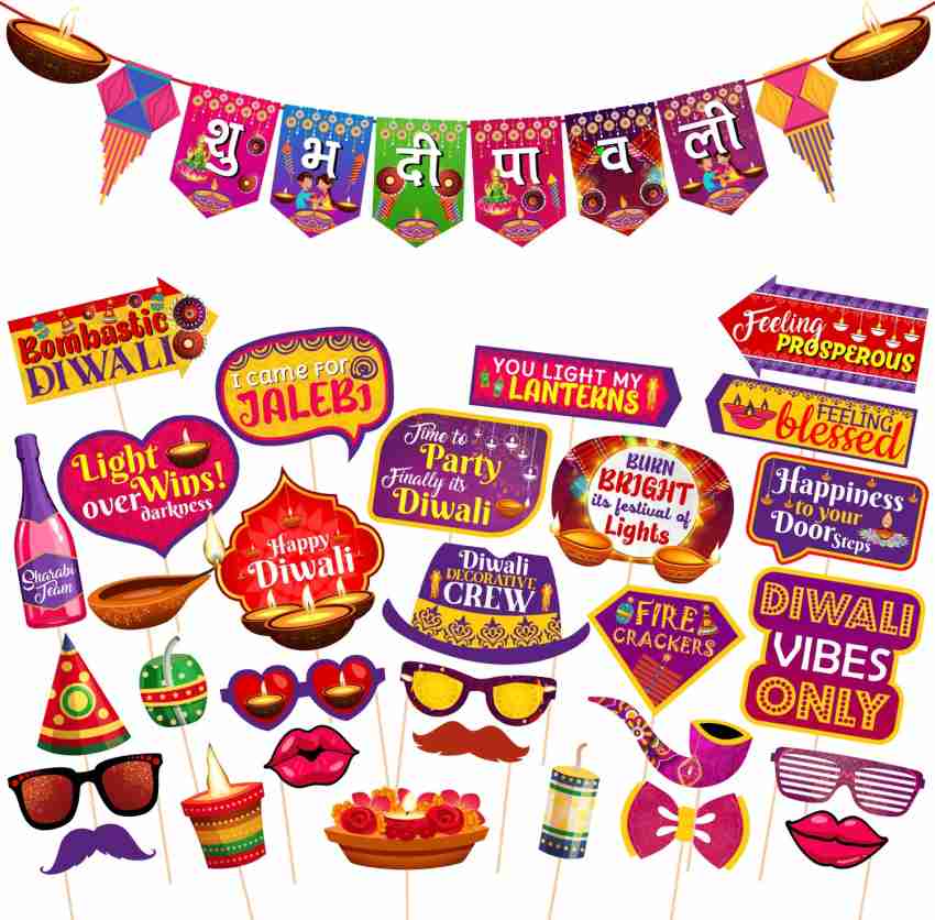 ZYOZI 31 Pieces Happy Diwali Party Photo Booth Props and Banner for  Photoshoot Diwali Price in India - Buy ZYOZI 31 Pieces Happy Diwali Party  Photo Booth Props and Banner for Photoshoot Diwali online at