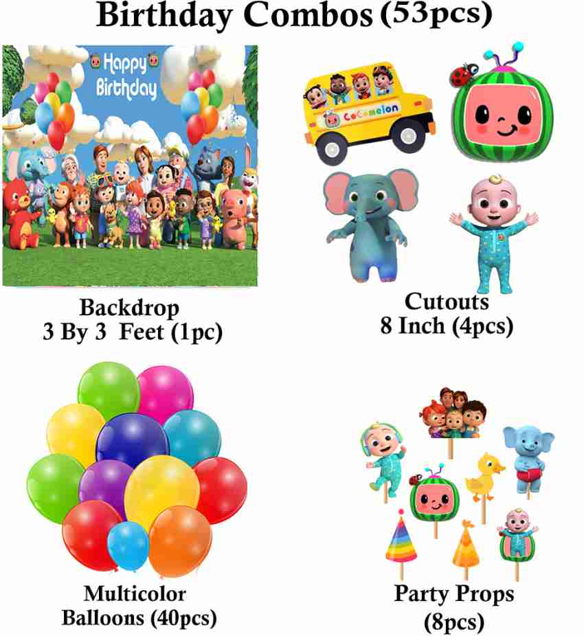 CoComelon Party Supplies | CoComelon Birthday Party Supplies | CoComelon  Backdrop | CoComelon Party Decorations Girls Boys 1st 2nd Backdrop,  Balloons