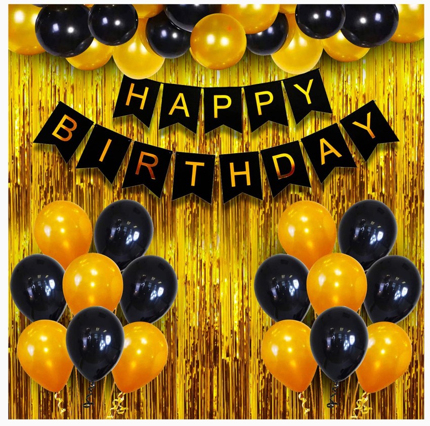 TTimmo4 Happy Birthday Decoration Kit Golden Black Birthday ...