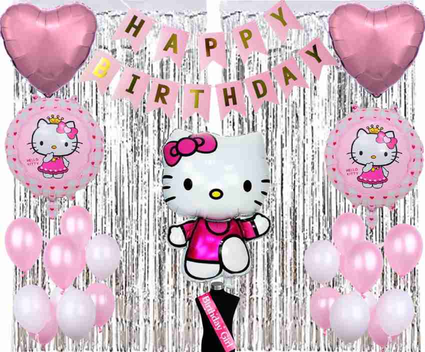 Hello Kitty Birthday Party Decoration Theme Items Combo of 52 Pcs for Baby  Kids
