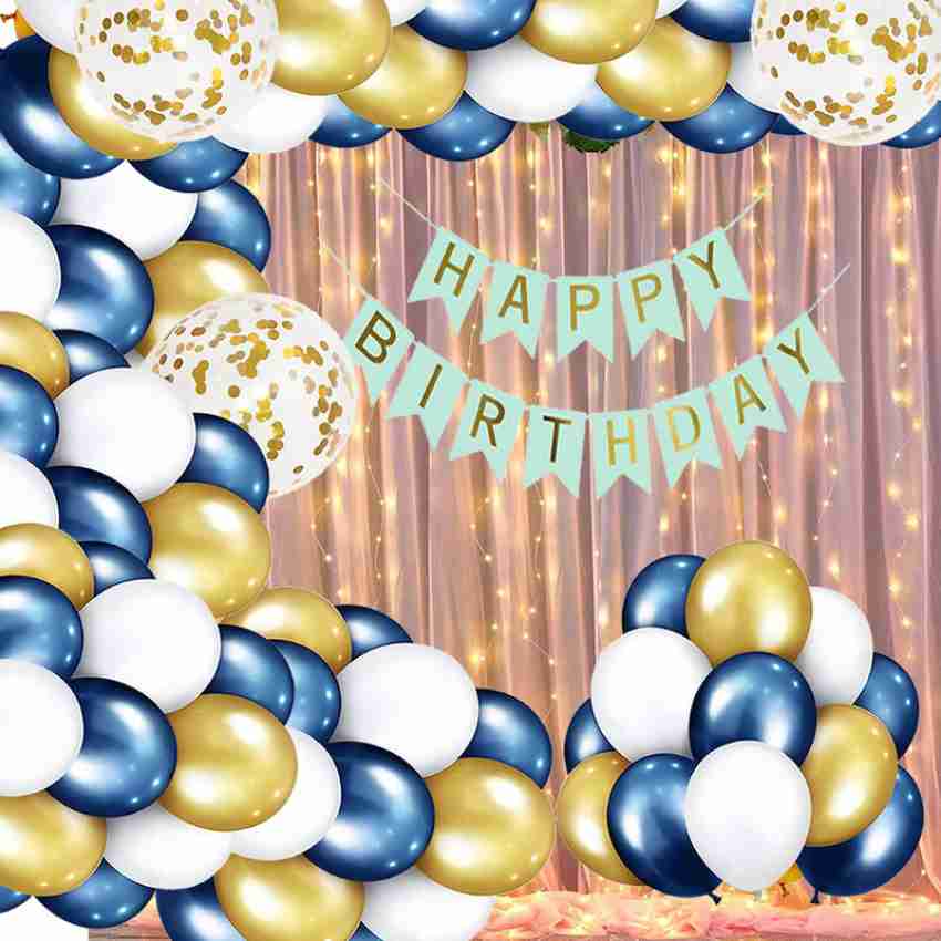 GAELICX Happy Birthday Decoration Kit Blue Golden and White Birthday  Decorations Themes Price in India - Buy GAELICX Happy Birthday Decoration  Kit Blue Golden and White Birthday Decorations Themes online at