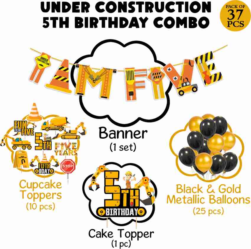 ZYOZI Yellow & Black Under Construction Birthday Theme Decoration Kit(Pack  of 37) Price in India - Buy ZYOZI Yellow & Black Under Construction Birthday  Theme Decoration Kit(Pack of 37) online at