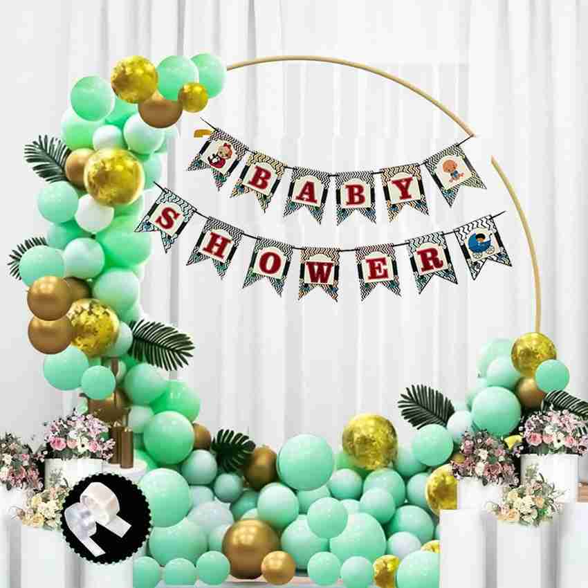 SOI Mint Green Baby Shower Decoration Items Kit for Home Baby