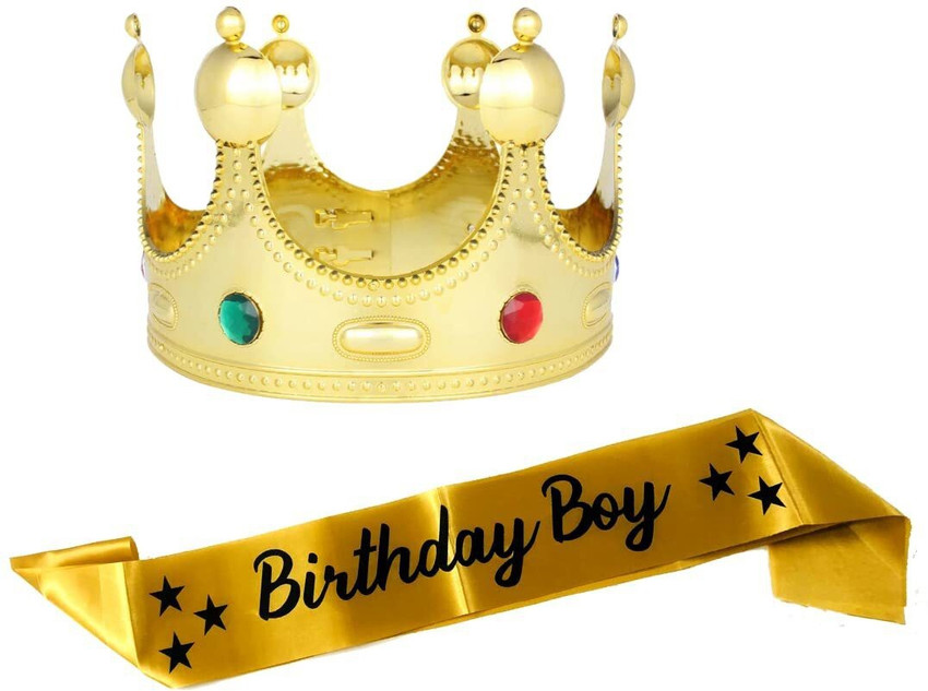 Unique Creations Birthday Boy Gold Sash King Crown For Boys Mens Price in India Buy Unique Creations Birthday Boy Gold Sash King Crown For Boys Mens online at Flipkart