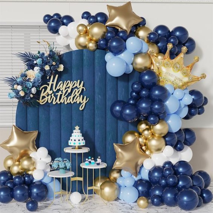 Prihit Premium Dark Blue light blue Golden color Birthday Decor with foil  king crwon Price in India - Buy Prihit Premium Dark Blue light blue Golden color  Birthday Decor with foil king