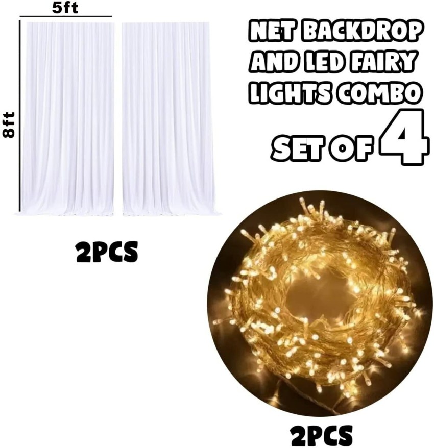 Buy SpecialYou.in Sheer Decoration Tulle White Net Curtain Cloth Backdrop  And Led Fairy Lights Combo For Birthdays, Christmas, Anniversary, Baby  Shower, Wedding Party-6 Items Online at Low Prices in India 