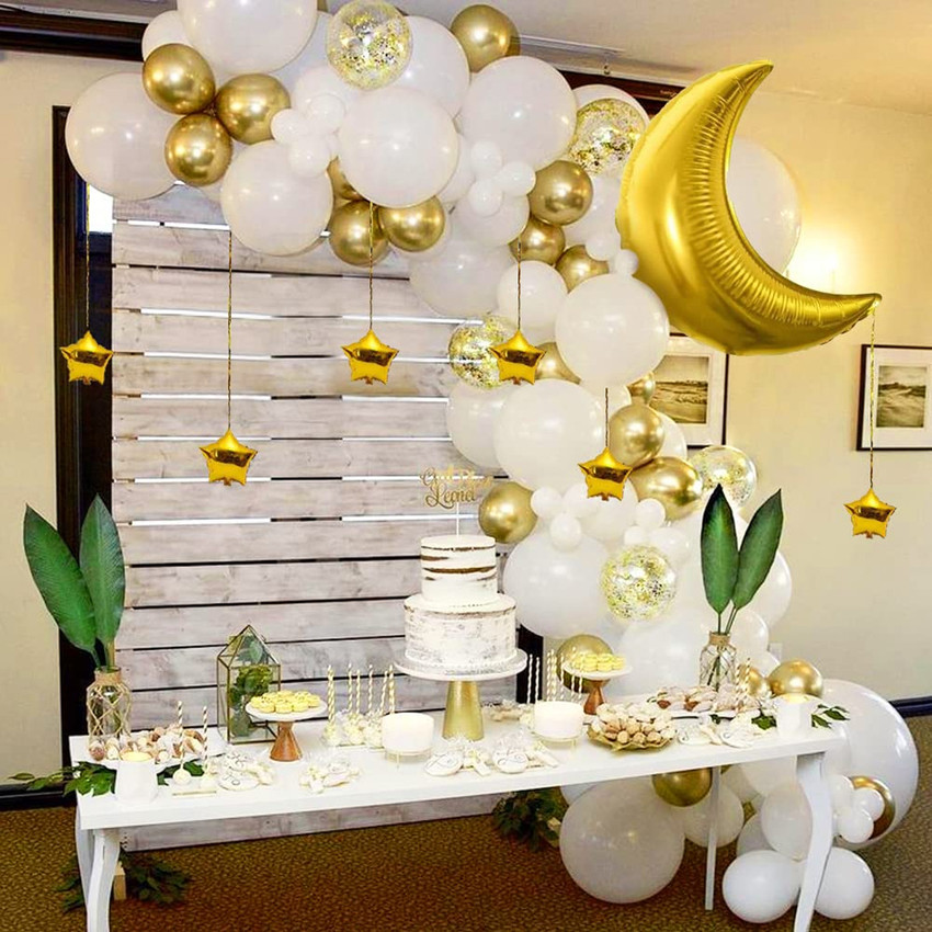 White and gold shop baby shower decorations