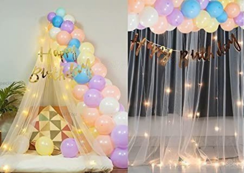 Fun and Flex Pastel Birthday Decorations Combo Kit With Net Curtain Cloth  And Fairy Lights Price in India - Buy Fun and Flex Pastel Birthday  Decorations Combo Kit With Net Curtain Cloth