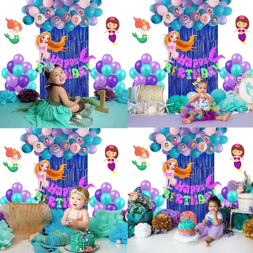 Party Propz Mermaid Theme Birthday Decorations - Set of 54 Pcs | Mermaid Theme Birthday Decorations for Girls | Mermaid Birthday Decoration Supplies