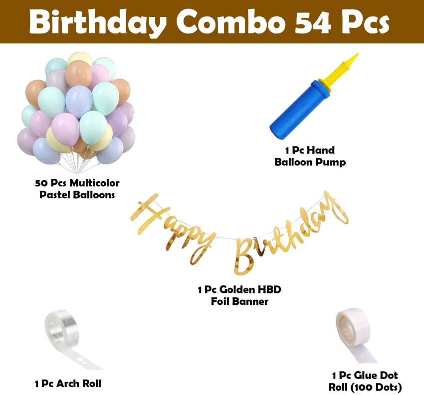 Party Propz Happy Birthday Decorations Kit For Boys - 54 Items Combo Set -  Happy Birthday Decoration Set For Boys Kids Birthday Party Decoration Items