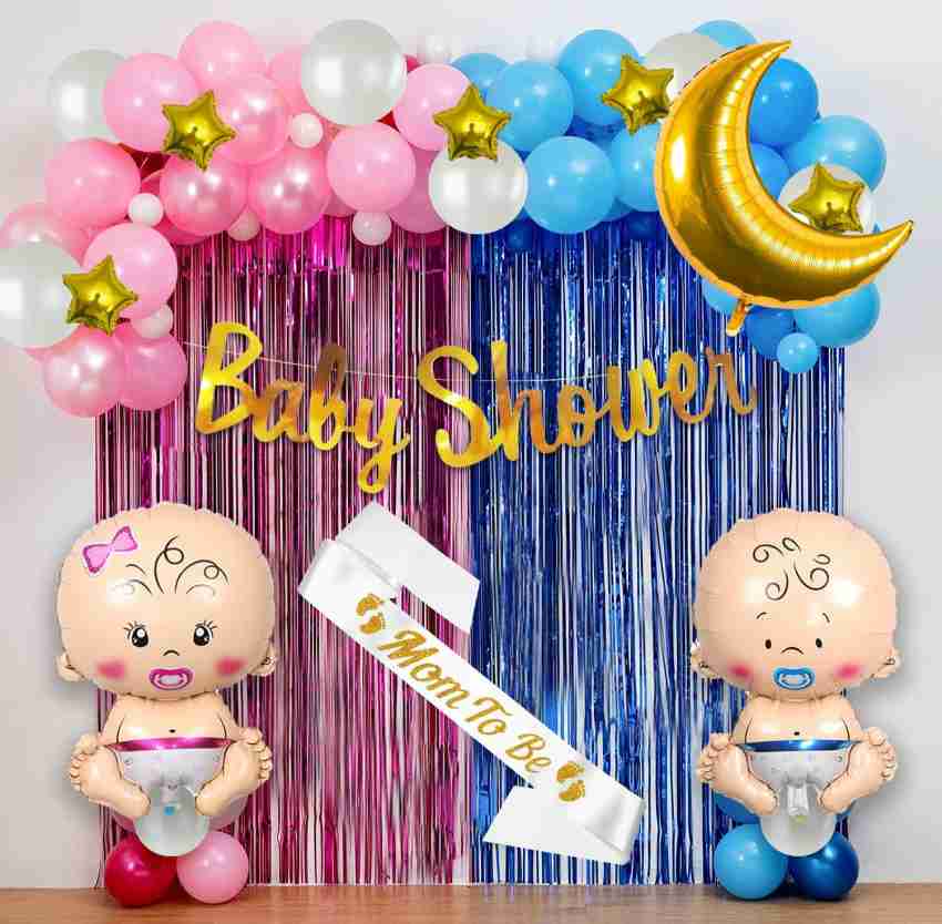 Party Propz Baby Shower Decoration Items Set - 53pcs Kit Baby Shower Foil  Banner
